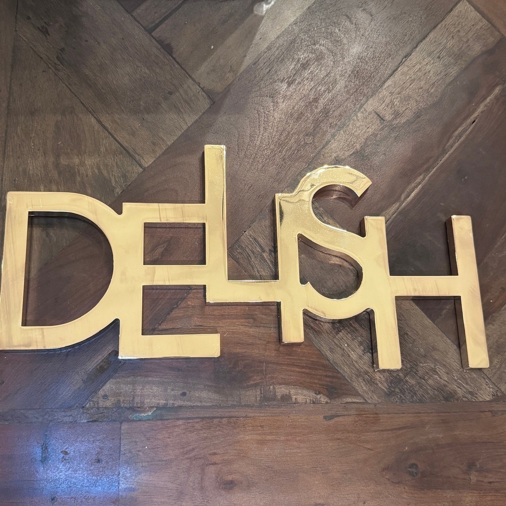 Delish Gold Wall Sign Kitchen Dining Room Decor Modern Metal Foodie Accent‎